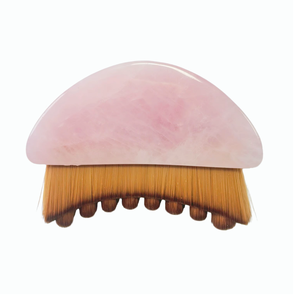 Brosse de massage multifonctionnelle pour le visage avec manche en quartz rose, outil de contour du visage, brosse de massage lymphatique, resserrement de la peau, Gua Sha, brosse nettoyante pour le visage - Product Image 1