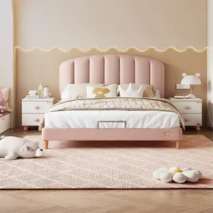 116031 Quanu nuovo Design in ecopelle in legno massello letti per bambini ragazza rosa letto camera da letto mobili