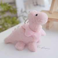 Porte-clés dinosaure en peluche mignon Brontosaurus avec collier fleuri et bavoir tournesol, couleur Morandi, mini breloque de sac en peluche, vente en gros
