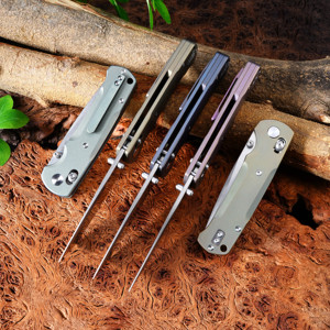 GT-T0039-5 Navaja de Bolsillo Plegable Tunafire con Mango de Aleación de Titanio Multicolor Personalizable con Acabado Anodizado y Arenado, Acero VG10 - Product Image 5