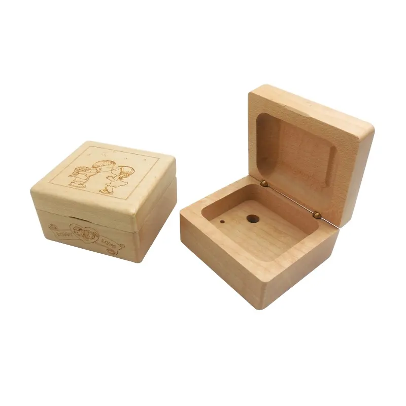 Natural Wooden Music Box with Customized Photos Square Shape Musical Box Gifts for Christmas Birthday and Valentine's Day