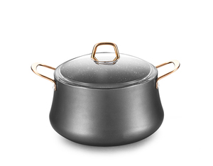 Life Smile, 6 uds., cazuelas prensadas antiadherentes con forma de vientre, ollas y sartenes con tapa de vidrio arqueada, juego de utensilios de cocina de aluminio - Product Image 2