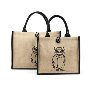 Factory supply Eco reusable luxury promotional customized logo shopping jute tote bag