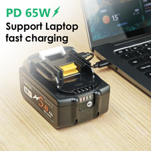 TPCELL PD65W 5/6AH <strong>Battery</strong> for <strong>Makita</strong> <strong>18V</strong> Power Tools Type-C Input/Output Li-ion Replacement for LXT BL1850 BL1840 - Product Image 5