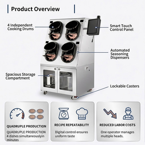 Machine de cuisson commerciale intelligente 20KW, 120 plats/h, avec contrôle indépendant à 4 unités, robot de cuisine automatique pour friture et sautage - Product Image 4