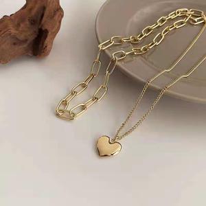 Niche Design Femme À La Mode Titane Acier Double Couche Clavicule Ins Choker À La Mode Perle Froide En Acier Inoxydable Coeur - Product Image 4
