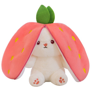 En gros, Peluche lapin <span class=keywords><strong>mini</strong></span> fraise transformé en carotte à grandes oreilles, super douce, anti-stress, lavable, pour anniversaire - Product Image 5