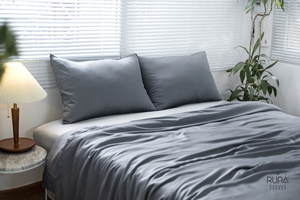 Housse de couette en bambou gris foncé bio 300TC 60S, fibre naturelle douce et rafraîchissante, écologique, taille et couleur personnalisables pour hôtel et maison - Product Image 2
