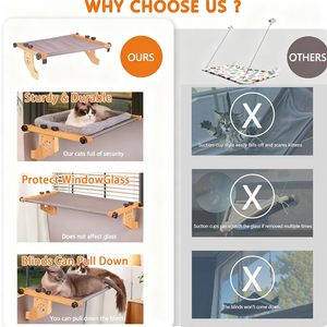 JQ Verstellbare Fensterliege für Katzen mit Waschbarem Bettbezug für Wohnungskatzen - Product Image 6