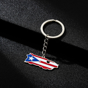Amour coeur Porto Rico <span class=keywords><strong>carte</strong></span> drapeau Style ethnique en acier inoxydable porte-clés pour hommes femmes cadeau porte-clés accessoire porte-clés bijoux - Product Image 5