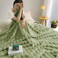 Koreanische Art Sofa decke Freizeit decke Hellgrüne Blasen Puff Luxus Weiche Warme Decke