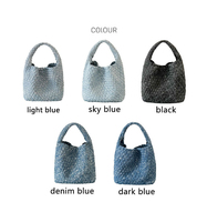 Nouveau Sac Seau en Jean Tressé à la Main Été 2025 pour Femme, Sac à Bandoulière Rétro, Vente en Gros, Sac à Main en Jean pour Femme, Sac Fourre-tout de Plage pour Filles