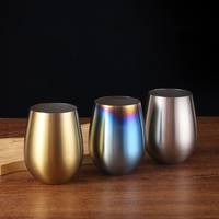 Nouveau produit Verre à vin sans pied en acier inoxydable monocouche de 18 oz Forme d'œuf Boisson au vin Modèle ODM&OEM pour tasse à café