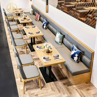 Café commercial moderne Cabine de restaurant en bois Meubles de table Café Restauration rapide Canapé en cuir Banc Table Chaise Ensemble Hôtels