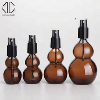 Flacon compte-gouttes en verre gourd brun pour huiles essentielles, emballage cosmétique, flacon vide rechargeable pour sérum et huile essentielle