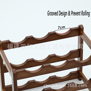 Solid Wood Wine Rack 6 Bottle Capacity <b>Tabletop</b> Display Storage Shelf For Home Use - Product Image 3