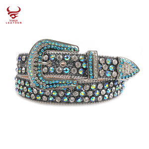Cinturón de correa de lujo a la moda, cinturón de diamantes con tachuelas de cristal occidental, cinturones de vaquera de diseñador con múltiples piedras para hombres, Bb <span class=keywords><strong>Simon</strong></span> - Product Image 5