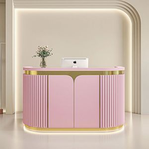 Bureau de réception moderne en bois avec éclairage LED, design écologique, finition brillante durable pour usage commercial dans les spas et salons de beauté - Product Image 1