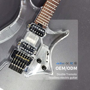 GALYDA GLD-860 OEM Vente en gros Guitare électrique transparente en cristal à double changement de vitesse, sans tête, en acrylique, rock, live, palissandre/érable H-H - Product Image 1