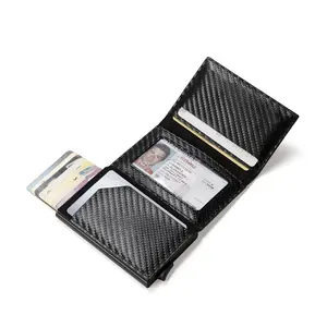 알루미늄 지갑 포켓 Suppliers-RFID 차단 탄소 섬유 Pu 가죽 알루미늄 케이스 자석 슬림 포켓 지갑 카드 홀더 공기 태그 포켓