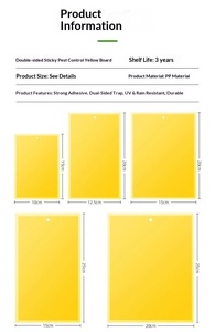 Piège collant jaune imperméable 20*10cm, double face, adhésif puissant, pour la lutte antiparasitaire en agriculture et hydroponie - Product Image 2