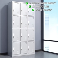 Casiers en acier à 12 portes avec serrures à clé, disponibles en plusieurs couleurs et personnalisables, robustes et durables