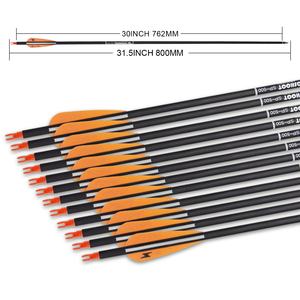 Flechas de carbono de 31 pulgadas <span class=keywords><strong>para</strong></span> práctica de tiro con arco, flechas de caza <span class=keywords><strong>para</strong></span> arco compuesto y recurvo con puntas extraíbles (paquete de 12) - Product Image 5
