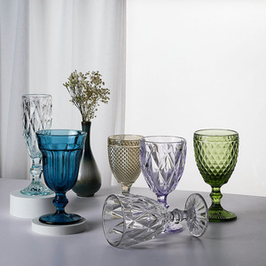 Ensemble <span class=keywords><strong>de</strong></span> verres à vin vintage <span class=keywords><strong>de</strong></span> couleur unie, gobelet à motif diamant, flûte à champagne pour mariage et fête - Product Image 3