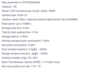 قرص صلب للخادم سعة 1 تيرابايت 7.2 ألف دورة في الدقيقة SATA 2.5 بوصة طراز ST91000640NS 0WF12F WF12F - Product Image 2