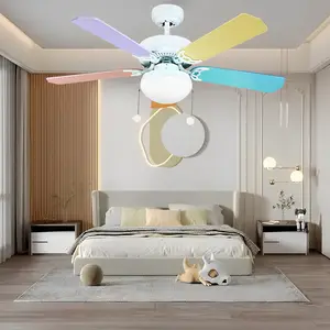 Nordic Mooie Woonkamer Indoor Japan Plafondventilator Ultra-Dunne Led Moderne Ventilator Ventilator Licht Met Huis Decoratief