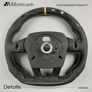 Amélioration de l'intérieur de la voiture pour Lamborghini Urus 2019-2025, volant personnalisé en fibre de carbone avec poignées en cuir noir - Product Image 5