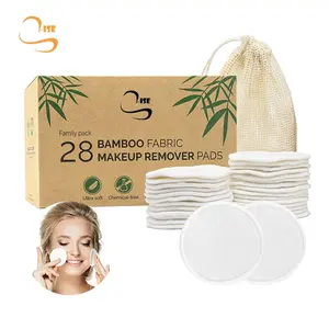 3.15" Round Zero Waste Face Cleansing Pads Cosmetic Soft Bamboo Makeup Remover Pads Reusable With Box