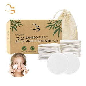 Coussinets de nettoyage du visage rond, zéro déchet, 10 pièces, 3.15 pouces, tampons cosmétiques réutilisables en bambou doux, avec boîte - Product Image 1