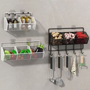Support mural moderne en fil métallique à un seul niveau, sans perçage, pour fruits et légumes, organisateur de cuisine en fer suspendu - Product Image 2