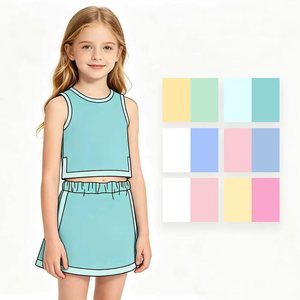 Conjuntos de Ropa de Verano para Bebés Niñas, Camiseta sin Mangas y Falda Corta de Algodón de Color Sólido Personalizados, Ropa al por Mayor para Hermanas, Ropa de Boutique de Moda Infantil - Product Image 1