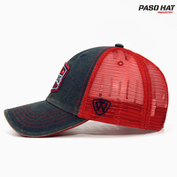 Gorra Trucker de Malla Desgastada de 5 Paneles con Logotipo Personalizado, Gorra de Béisbol Vintage de Lona Bordada con Cierre a Presión
