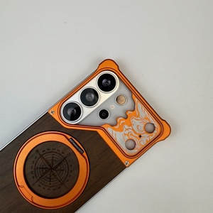 Étui de téléphone magnétique en métal avec panneau arrière en bois de noyer personnalisé pour Samsung S26 S22 S23 S24 S25 Ultra avec protection à 360° °   Housse antichoc pour support - Product Image 5