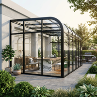 Kit de véranda moderne imperméable à toit plat, structure en aluminium, verre trempé, serre de jardin, assemblage DIY