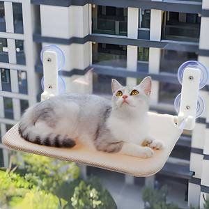 Hamaca Plegable Grande para Gatos con Diseño de Malla, Perchero para Ventana con 4 Ventosas, Estructura de Metal y Plástico Sólidos, Cama Interior Inalámbrica para Gatos, <span class=keywords><strong>Cueva</strong></span> para Gatos - Product Image 5