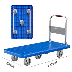 Fabrieksproducten 150kg Vierwielige Vergrendelbare Opvouwbare Handkar Handwagen Nylon Platformkar OEM Opslaggereedschap - Product Image 1