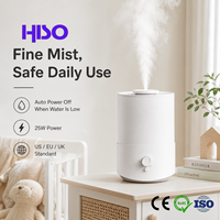 Humidificateur ultrasonique silencieux cylindrique en plastique de 2,5 L, 25 W, avec buse, commande mécanique, arrêt automatique, 100-240 V AC, prise US/EU/UK