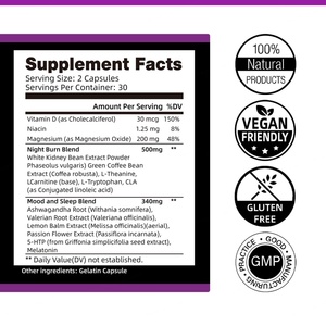 Complément alimentaire brûleur de graisse de nuit de qualité supérieure, stimulant du métabolisme nocturne pour adultes, brûleur de graisse de nuit, 60 capsules - Product Image 3