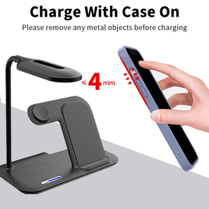 Logo personnalisé 5-en-1 <span class=keywords><strong>Chargeur</strong></span> rapide 15W Chargement magnétique rapide Lampe de bureau LED pour téléphone EarPods Chargement multifonction pour divers - Product Image 5