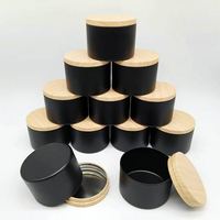Boîtes à bougies en cire de soja de 4oz 8oz Boîtes droites noires mates blanches Boîtes à couvercles en fer grain de bois Parfum solide Aromathérapie