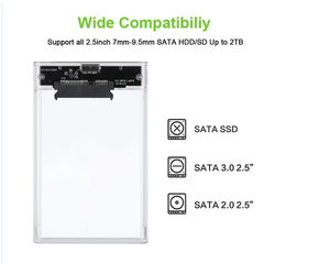 Oscoo USB3.0 để Sata 5Gbps bao vây bên ngoài bìa nhựa trong suốt HDD/SSD 2.5 ''với giao diện USB - Product Image 3