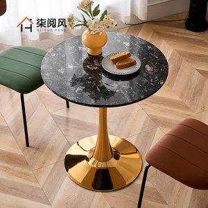 Mesa de Comedor Redonda de Mármol Estilo Francés para 4 Personas, Muebles Comerciales Personalizables para Cafeterías y Pastelerías - Product Image 2