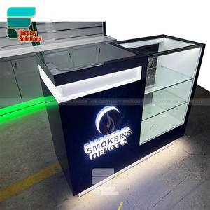 Diseño popular Tienda de tabaco en línea Estuche de exhibición de tabaco LED Estante de cigarros Tienda de humo Exhibición de vidrio Mostrador Contadores de dispensario - Product Image 1