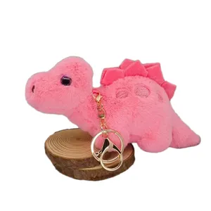 Großhandel Weiche Kuscheltiere Dinosaurier Spielzeug Benutzer definierte Süße Mini Pink Dinosaurier Plüsch Schlüssel bund
