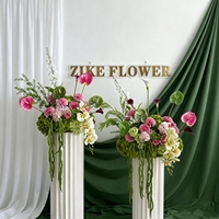 Articles de mariage : Chemin de table floral vert Vénus et rose, arrangements floraux pour mariage, décoration de centre de table pour événements