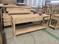 Table de console murale en bois d'orme massif, tiroirs naturels rustiques, vintage, nouvelle collection
